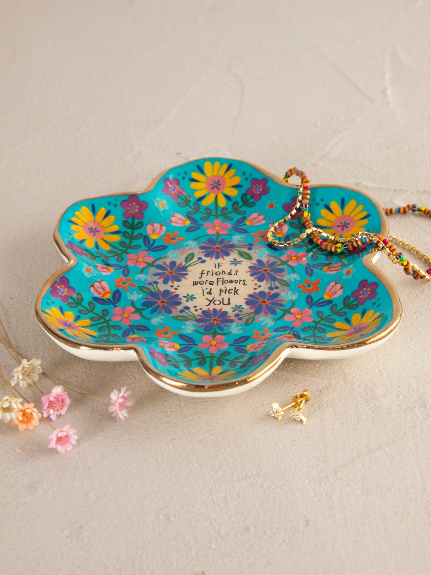 Artsy Ceramic Trinket Dish - If Friends Were Flowers