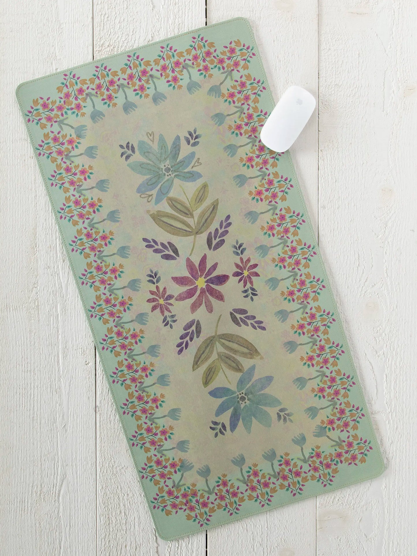 Desk Mat - Cream Folk Floral