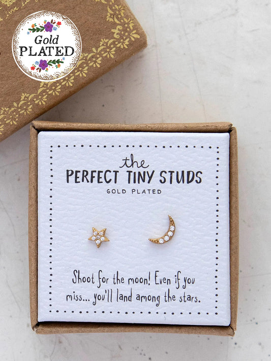 Perfect Tiny Stud Earrings - Star & Moon