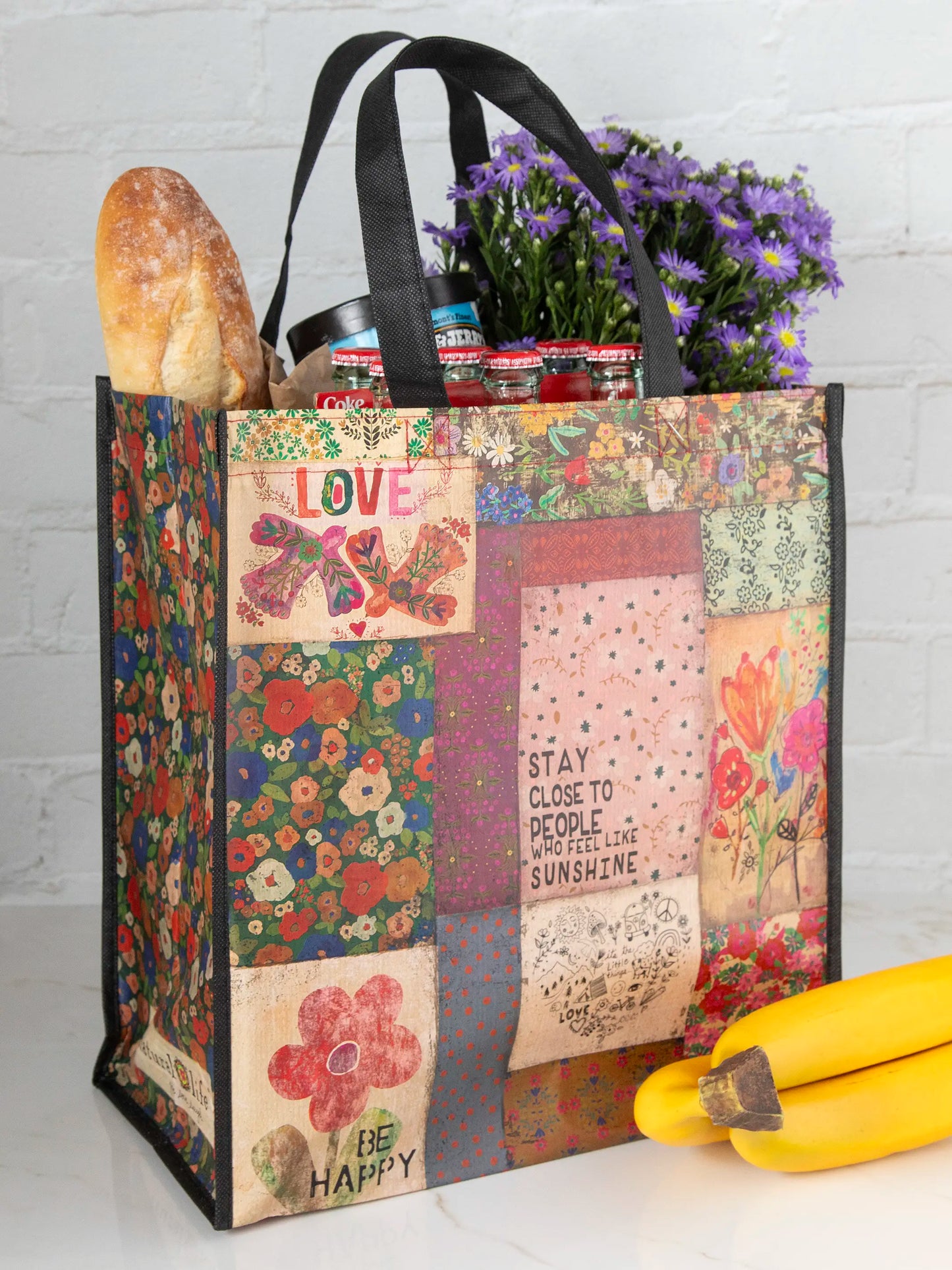 Reusable Grocery Bags, Set of 5 - Patchwork Be Happy