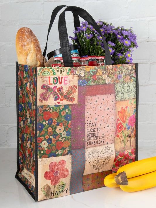 Reusable Grocery Bags, Set of 5 - Patchwork Be Happy