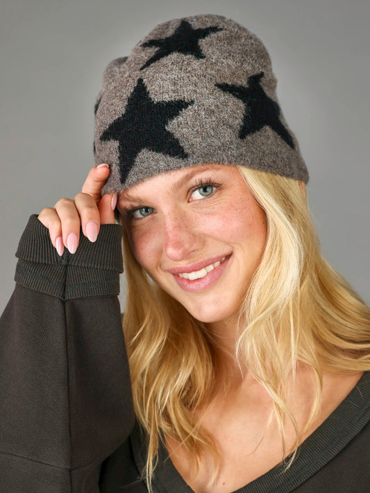 Jacquard Beanie - Grey Star