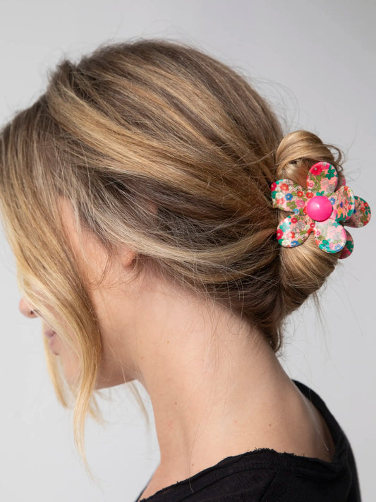 Daisy Flower Hair Clip - Peach Floral