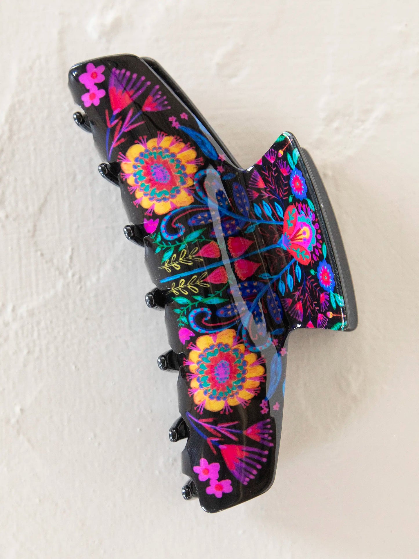 Everyday Hair Claw - Black Folk Flower