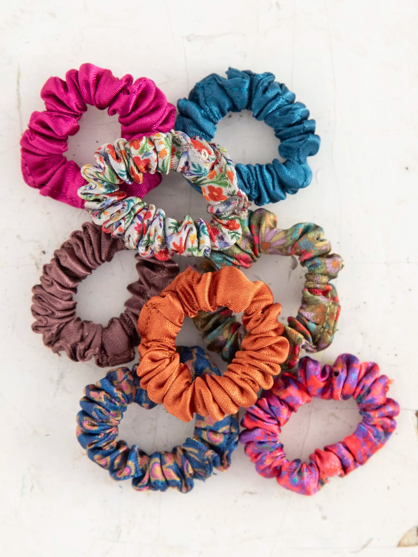 Mini Satin Scrunchie, Set of 8 - Rainbow