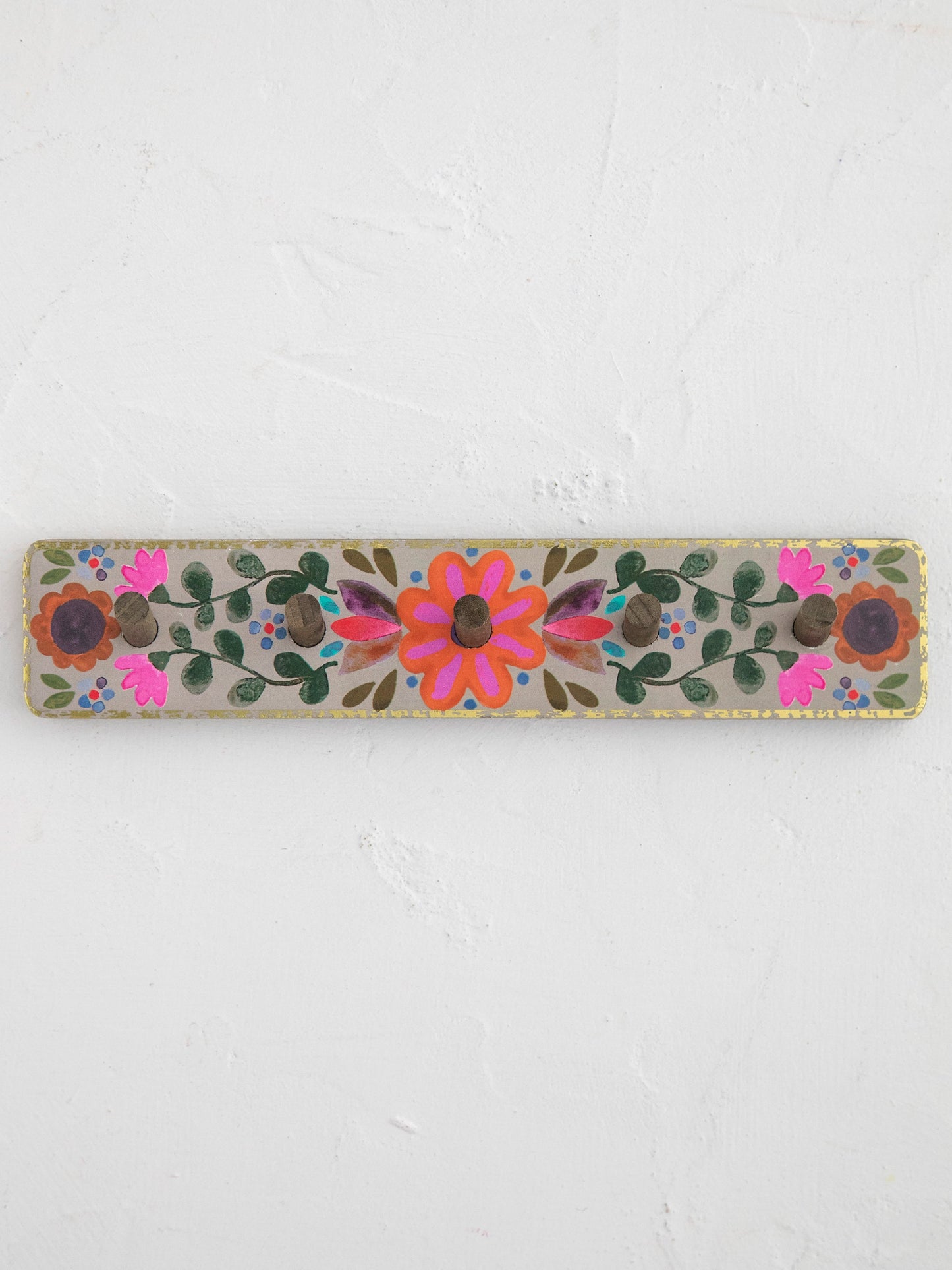 Floral Wall Hook Rack - Pink Flower