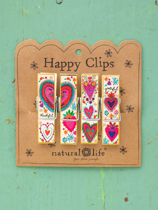 Happy Clips, Set of 4 - Hearts