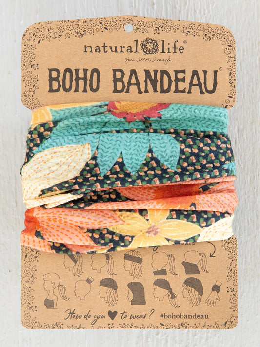 Full Boho Bandeau® Headband - Blue Coral Floral