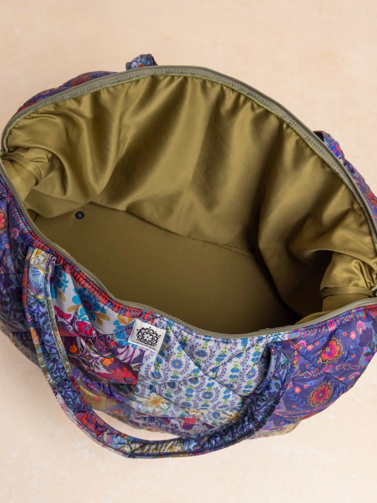 Puffy Weekender Bag - Blue Patchwork