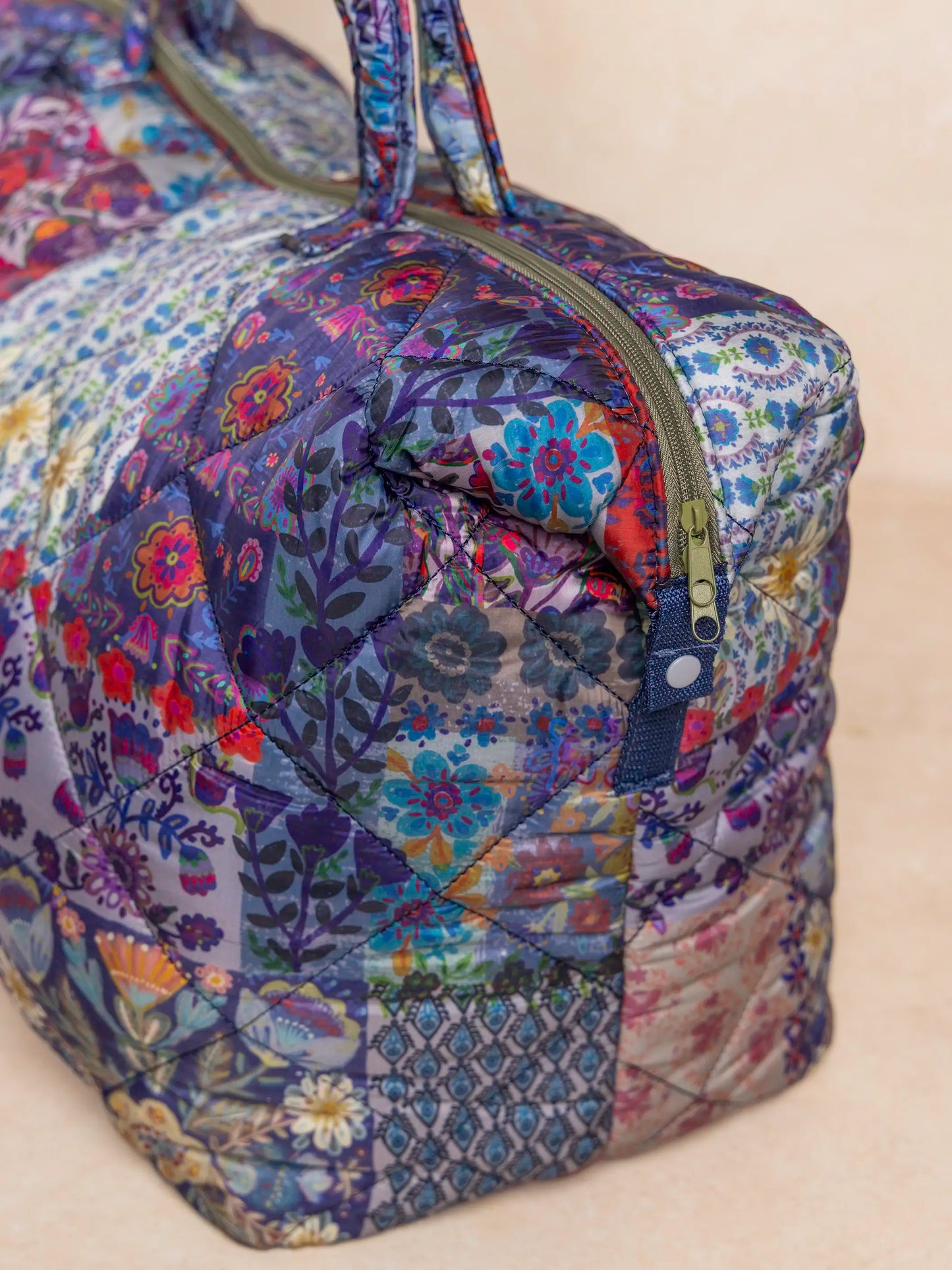 Puffy Weekender Bag - Blue Patchwork