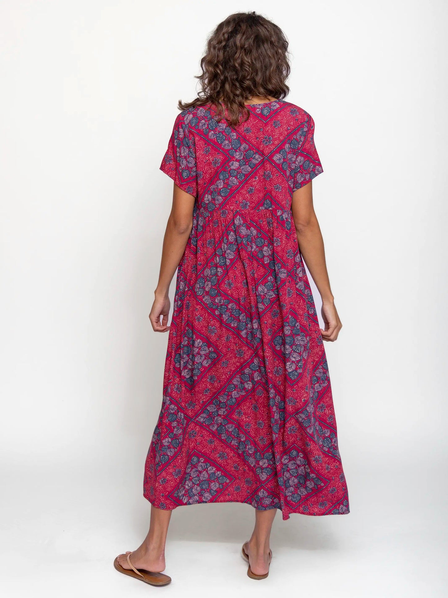 Avery Midi Dress - Red Batik Bandana