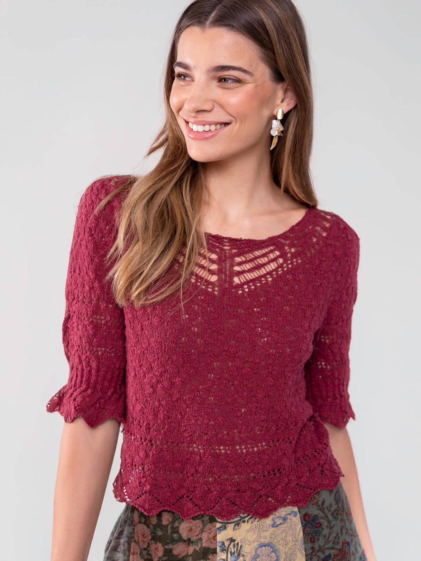 Out & About Sweater Top - Maroon