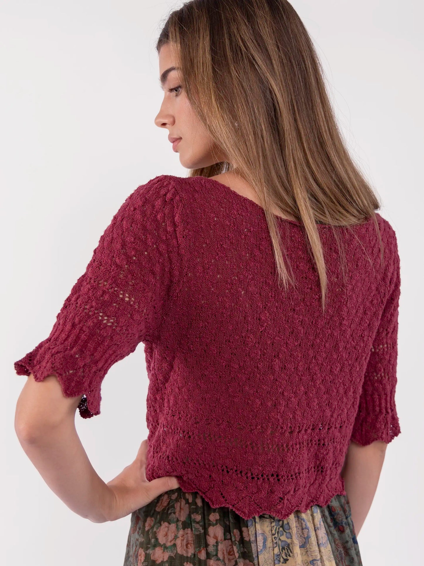 Out & About Sweater Top - Maroon