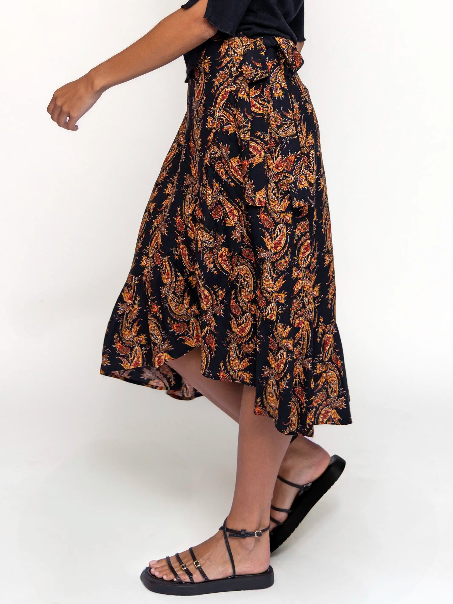 Sabrina Ruffle Wrap Skirt - Paisley Stripe