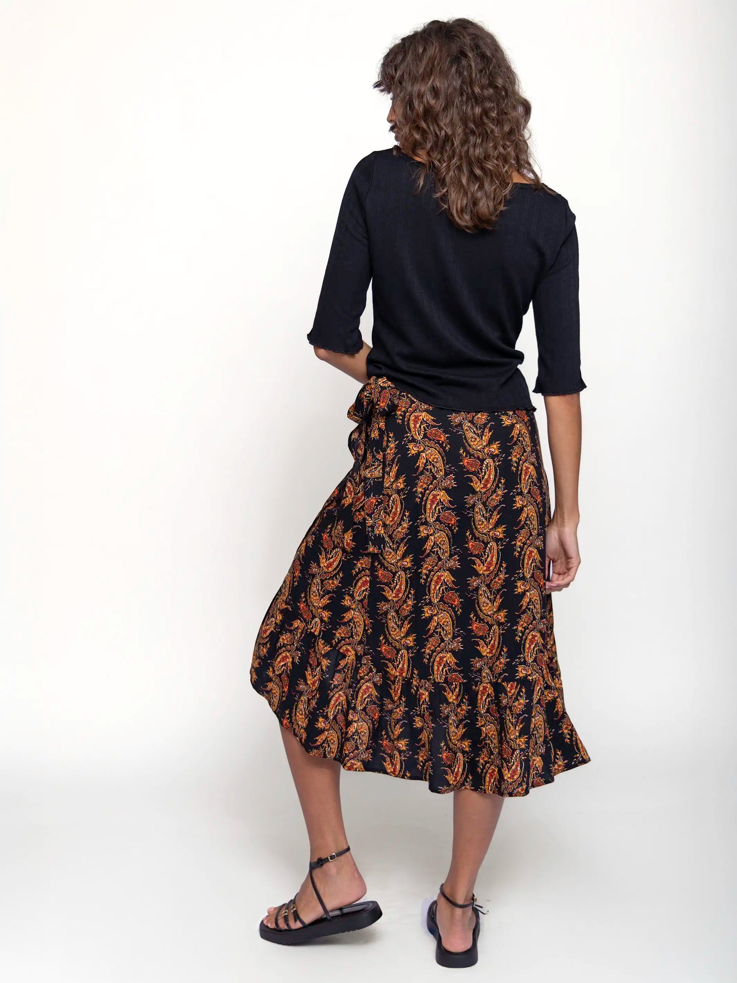 Sabrina Ruffle Wrap Skirt - Paisley Stripe