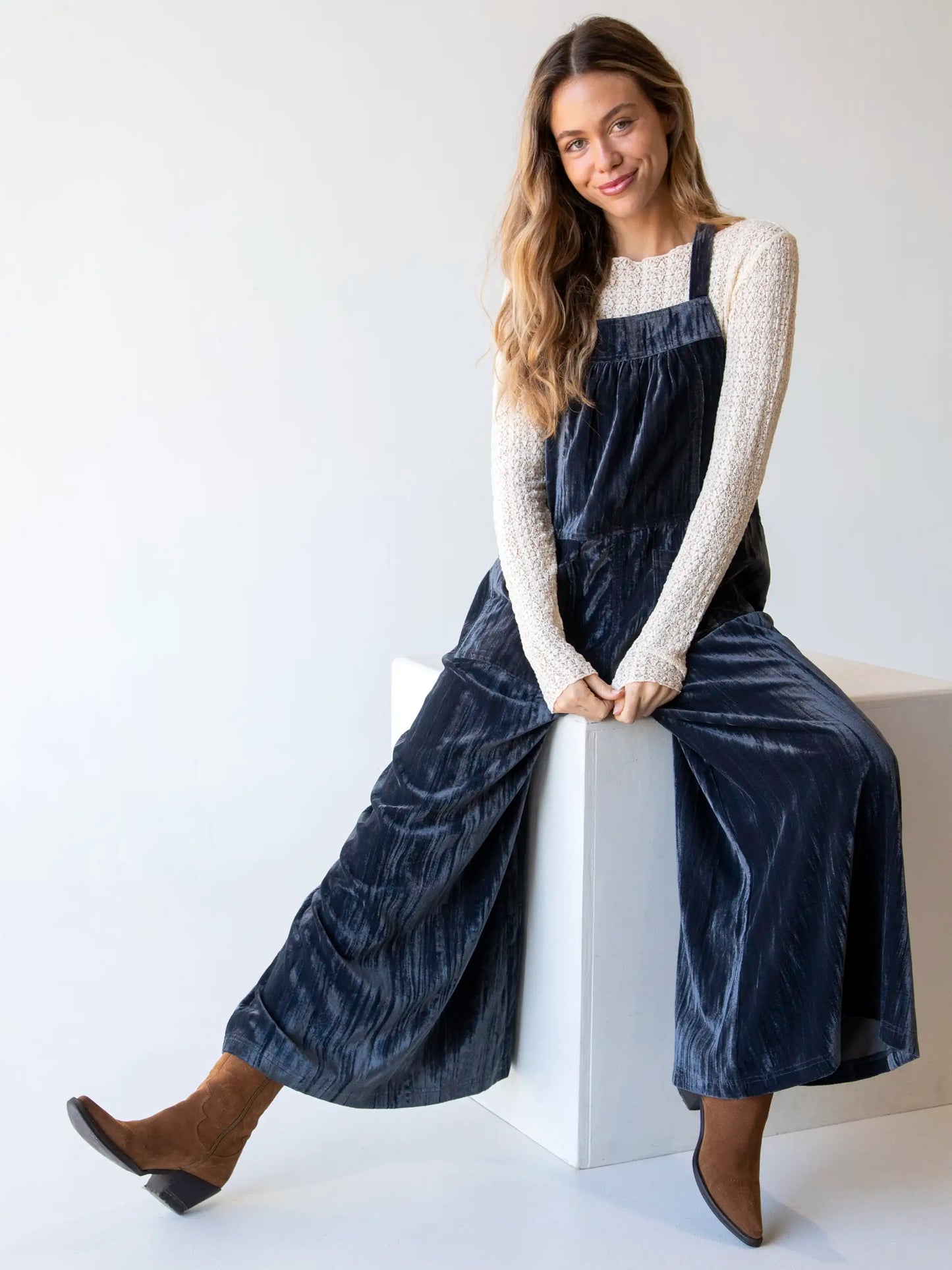 Velvet Dakota Tie Overall - Charcoal