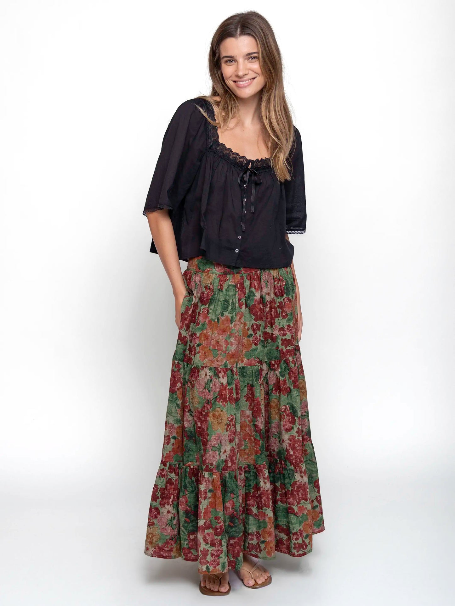 Hanna Convertible Maxi Skirt - Painted Floral Blooms