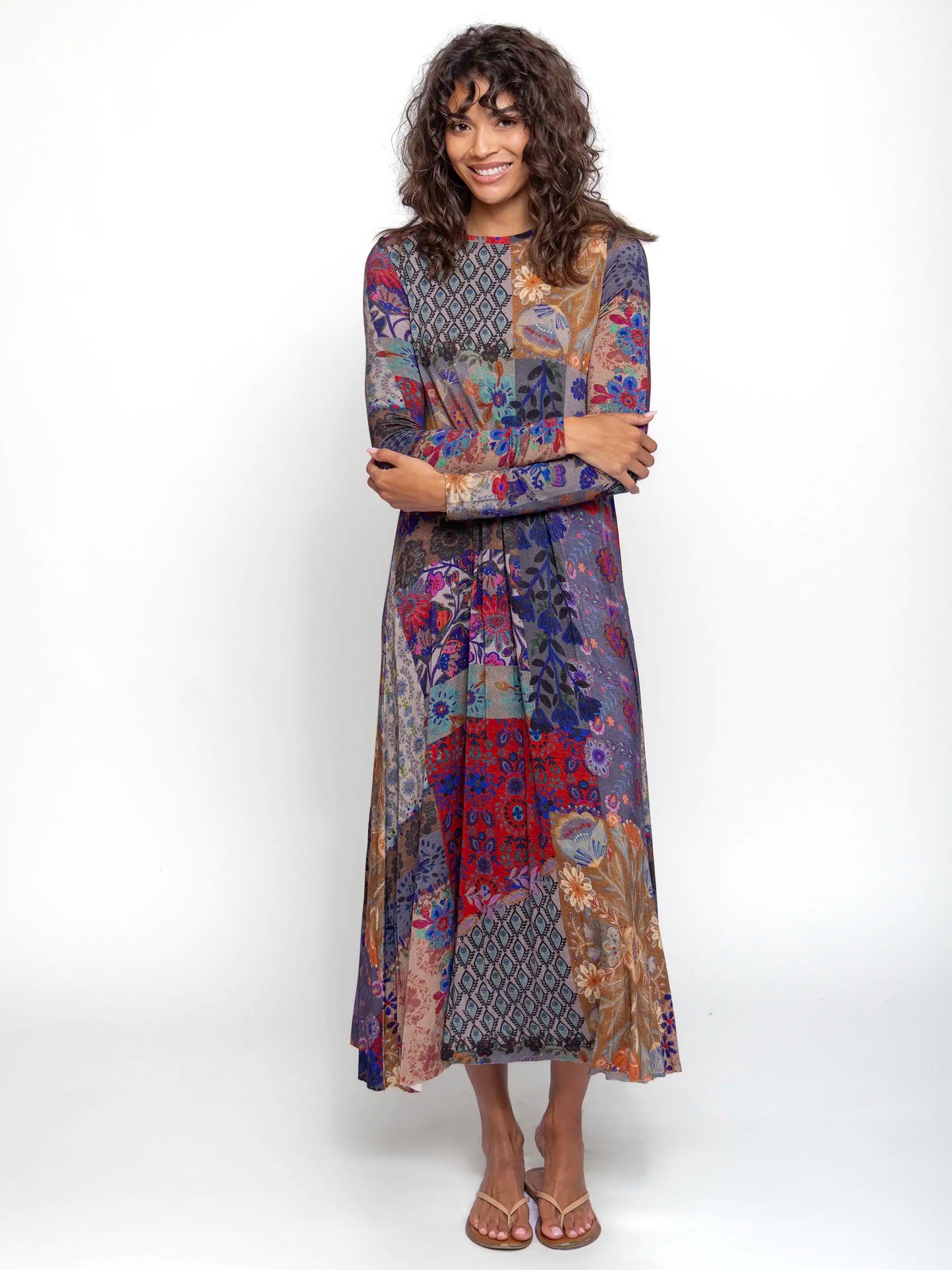 Stevie "ButterSoft" Knit Maxi Dress - Blue Patchwork
