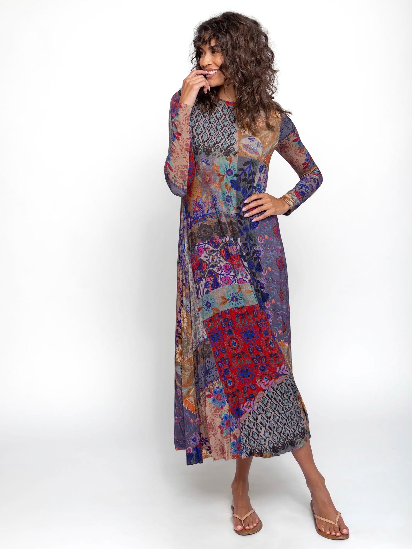 Stevie "ButterSoft" Knit Maxi Dress - Blue Patchwork