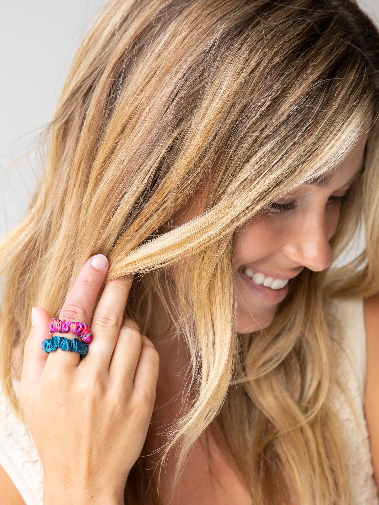 Mini Satin Scrunchie, Set of 8 - Rainbow