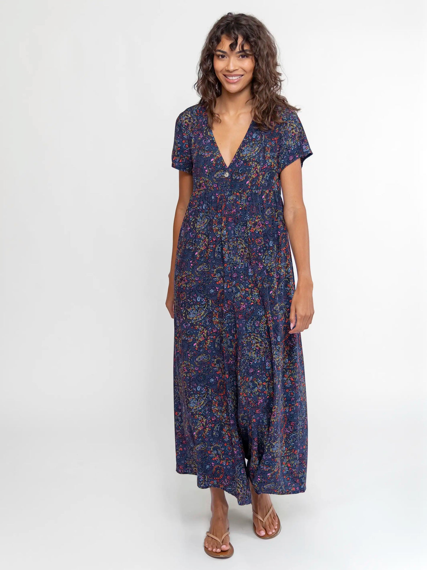 Avery Wide-Leg Jumpsuit - Retro Paisley Navy