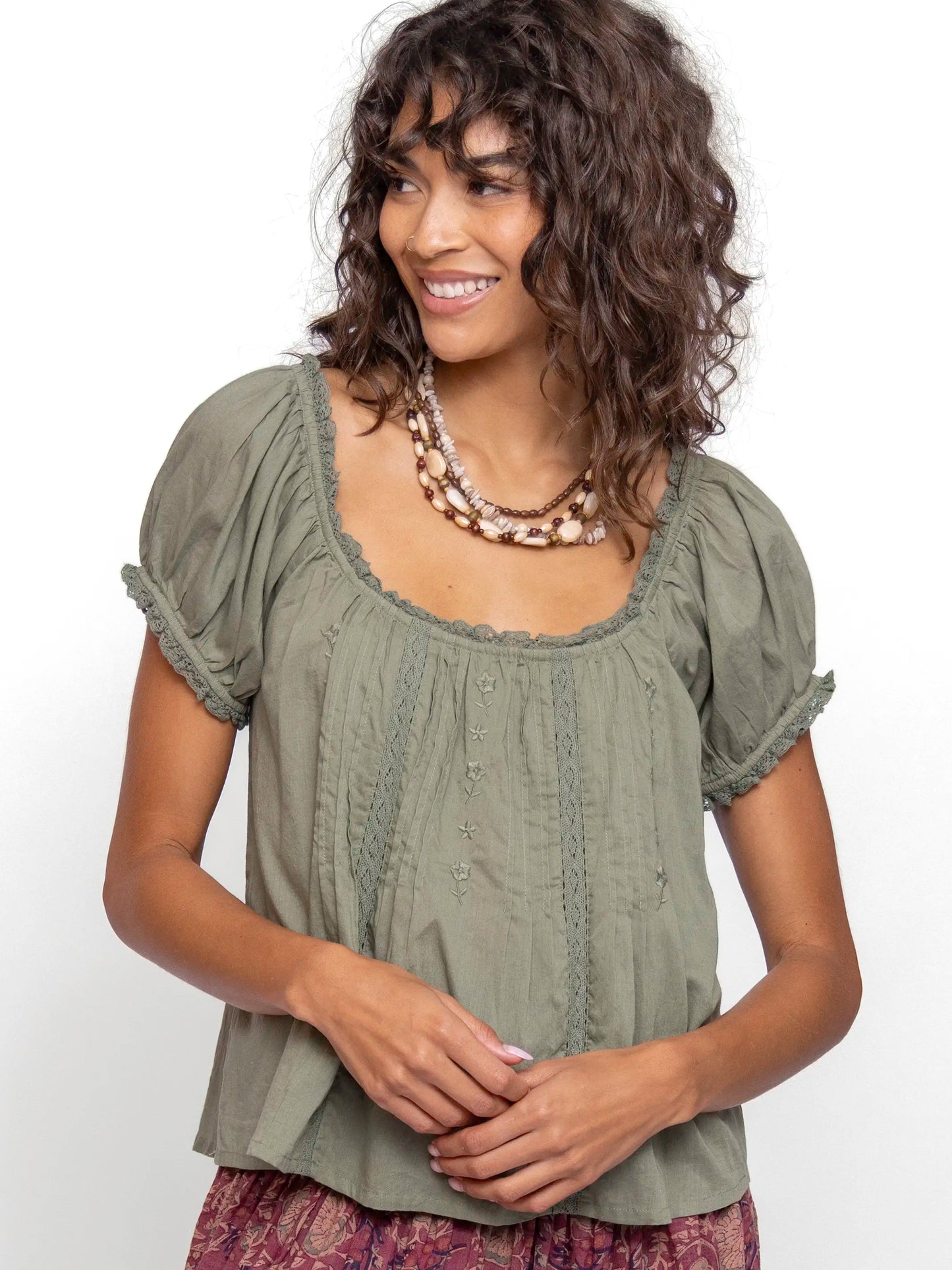 Sweet Nothings Embroidered Cotton Top - Sage