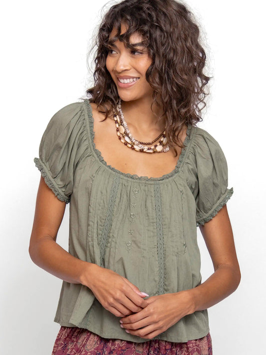 Sweet Nothings Embroidered Cotton Top - Sage
