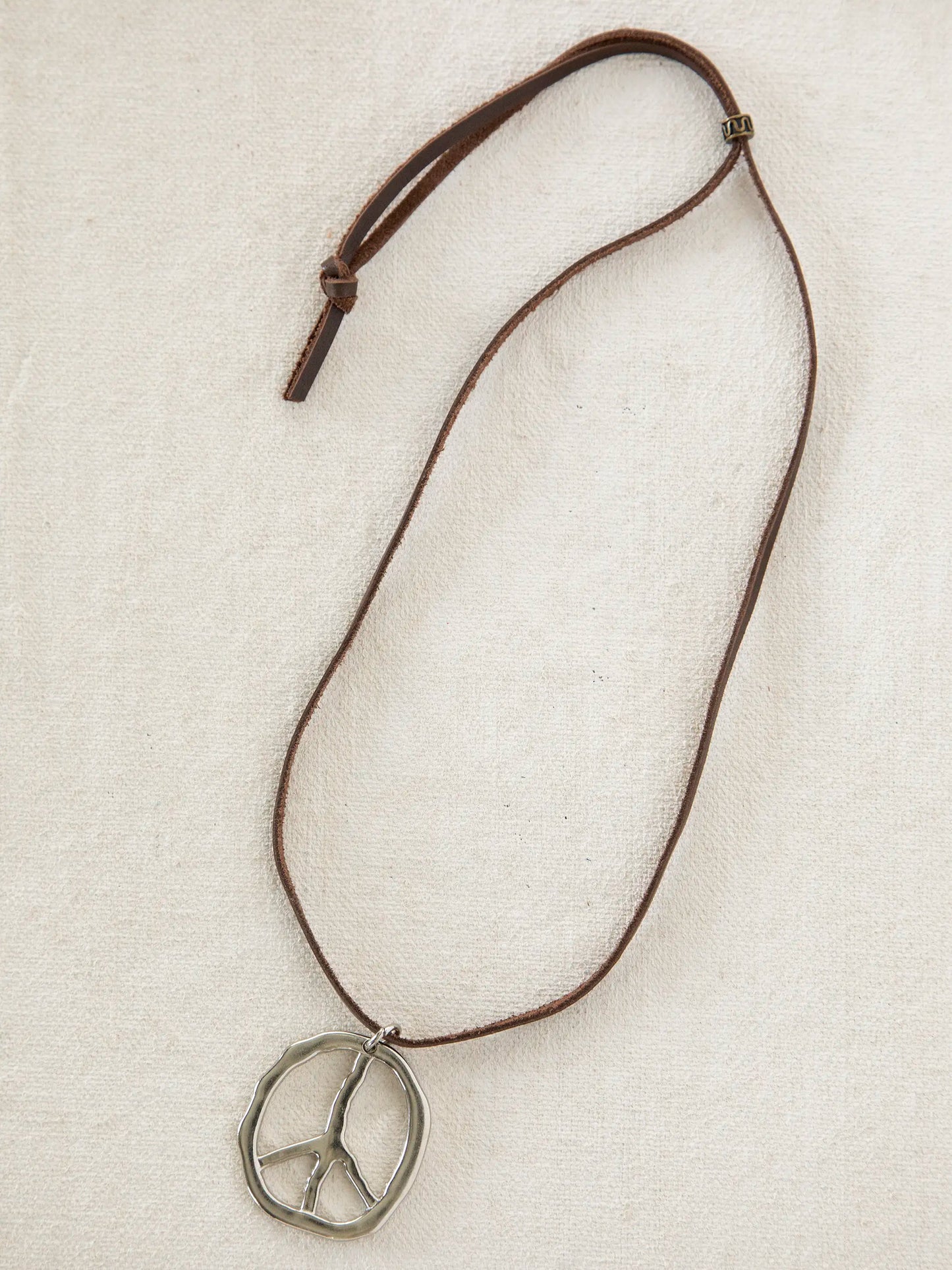 Adjustable Silver Peace Sign Necklace