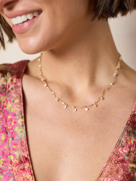 Dainty Jewel Necklace - Gold & Crystal