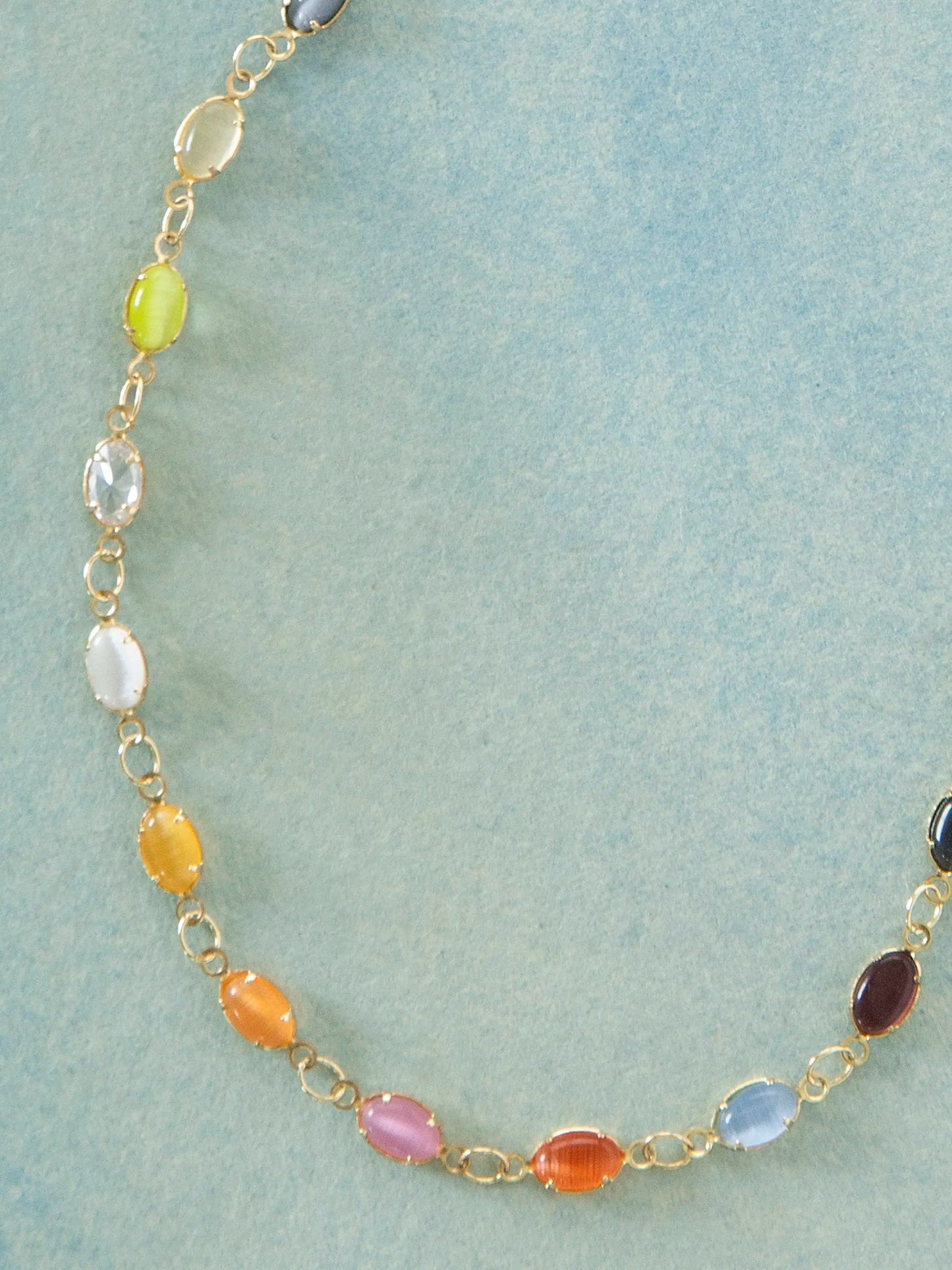 Dainty Jewel Necklace - Rainbow