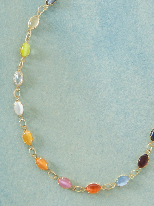 Dainty Jewel Necklace - Rainbow