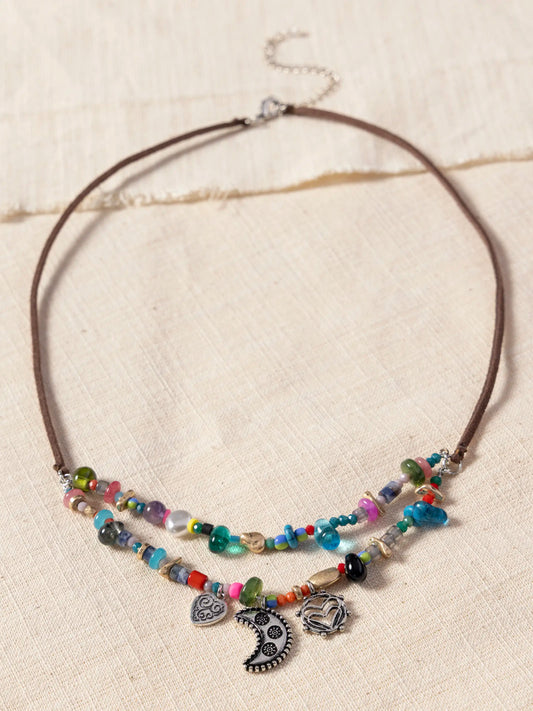 Boho Charm Leather Necklace