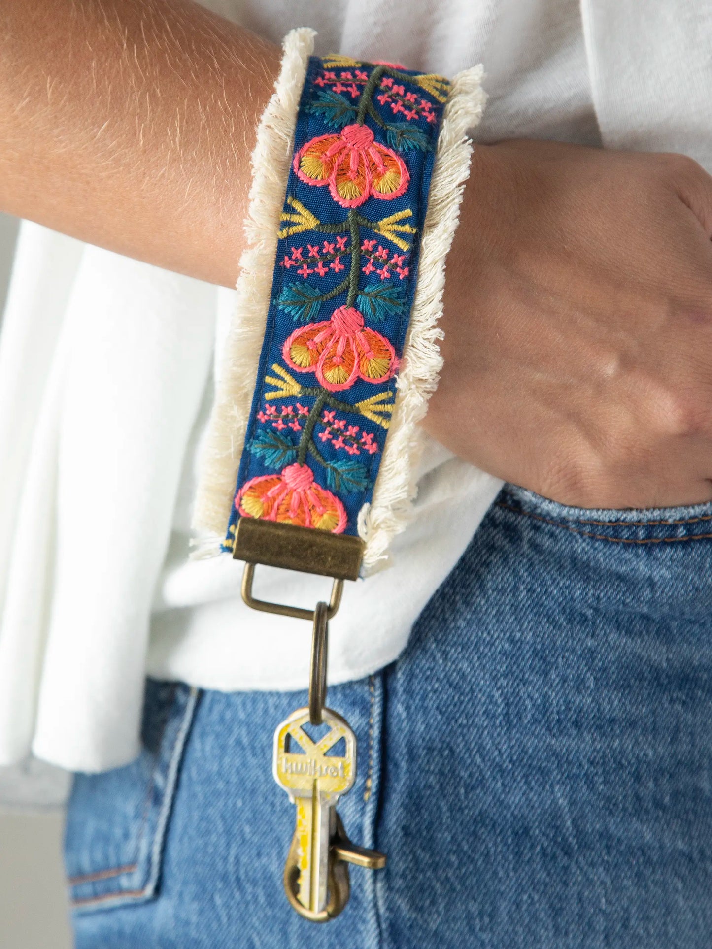 Embroidered Key Chain - Navy