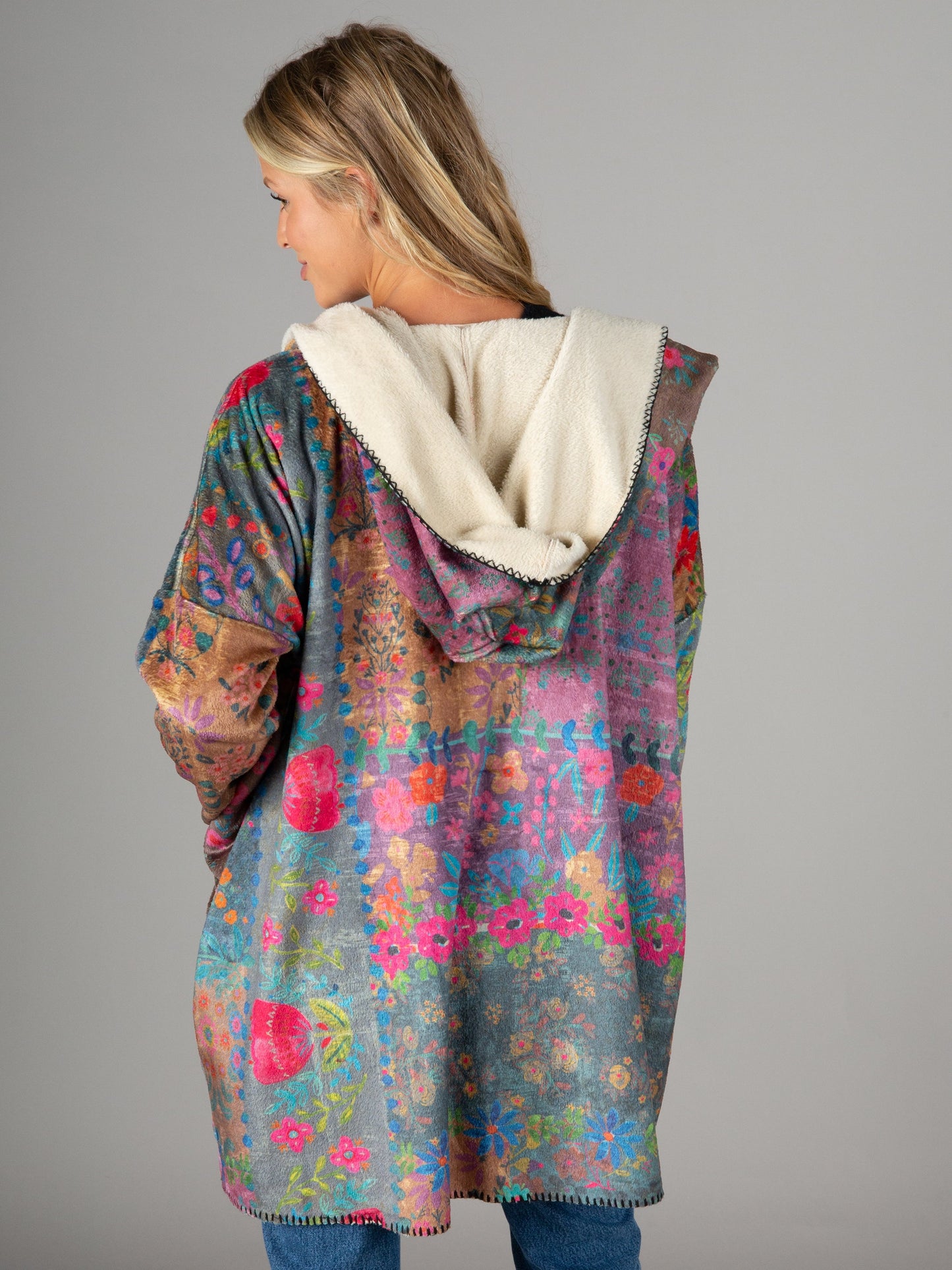 Cozy Blanket Kimono - Vintage Rose Patchwork