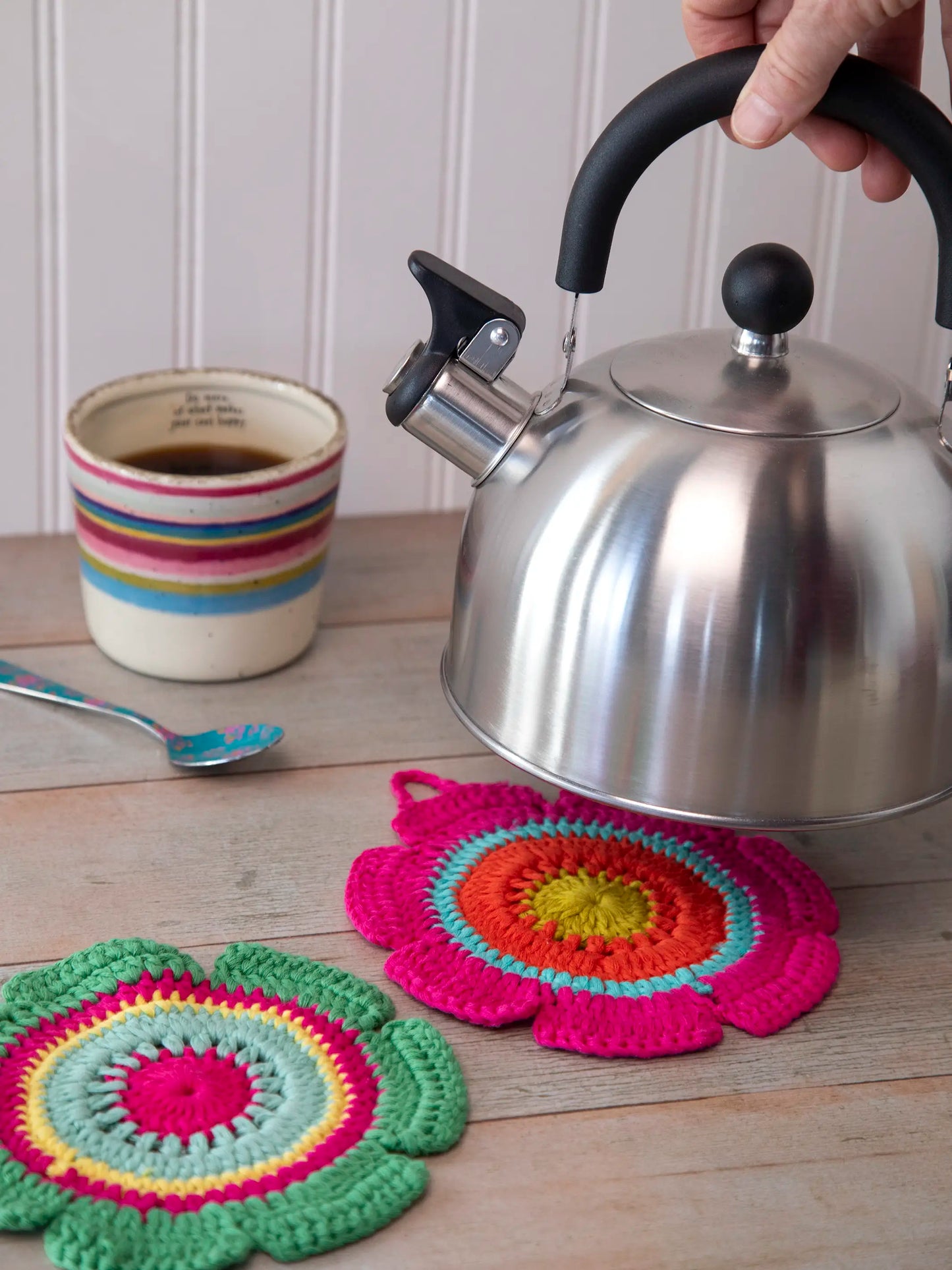Daisy Crochet Dishcloths, Set of 2 - Multicolored
