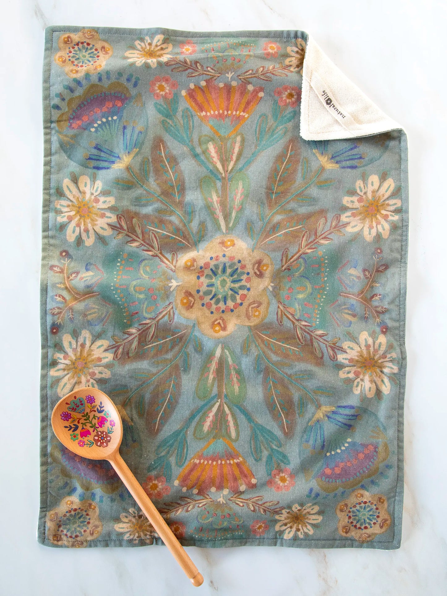Cotton Dish Towel - Folk Flower
