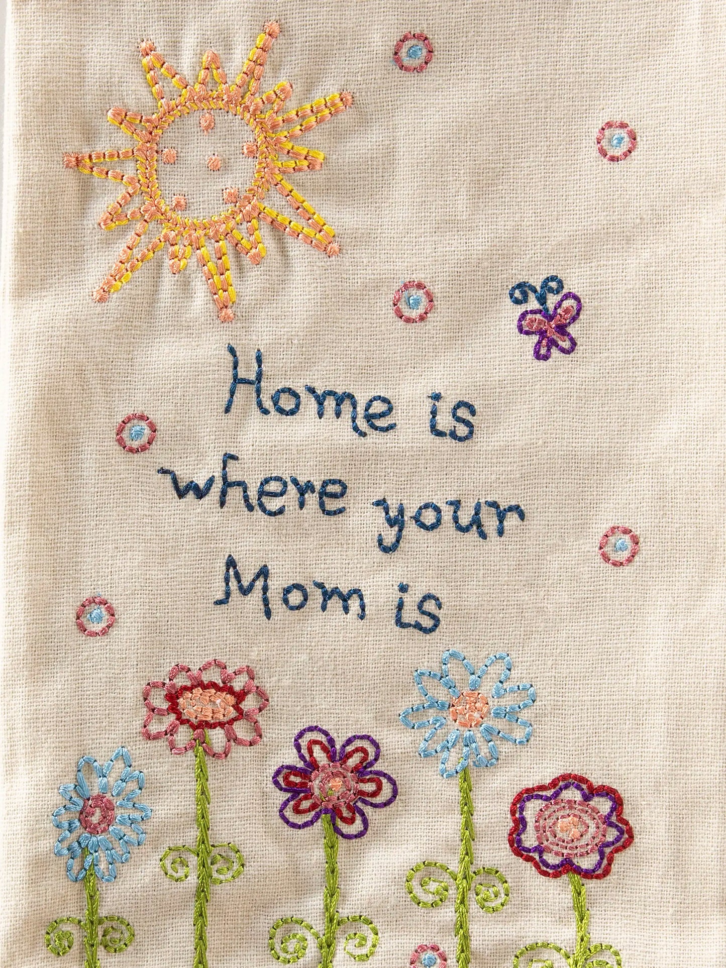 Linen Embroidered Hand Towel - Where Your Mom Is