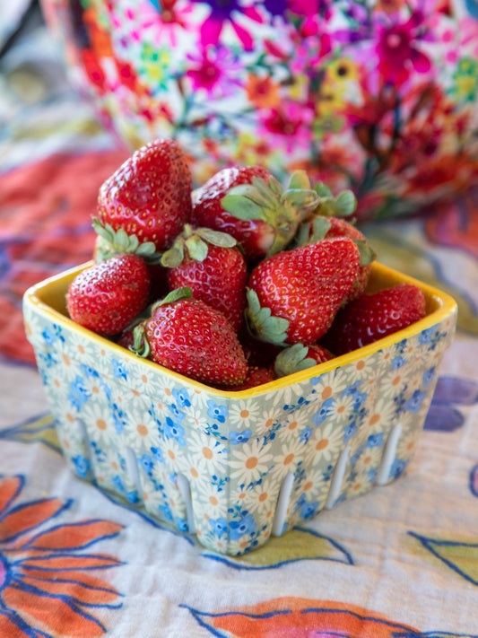 Ceramic Berry Colander - Yellow Floral
