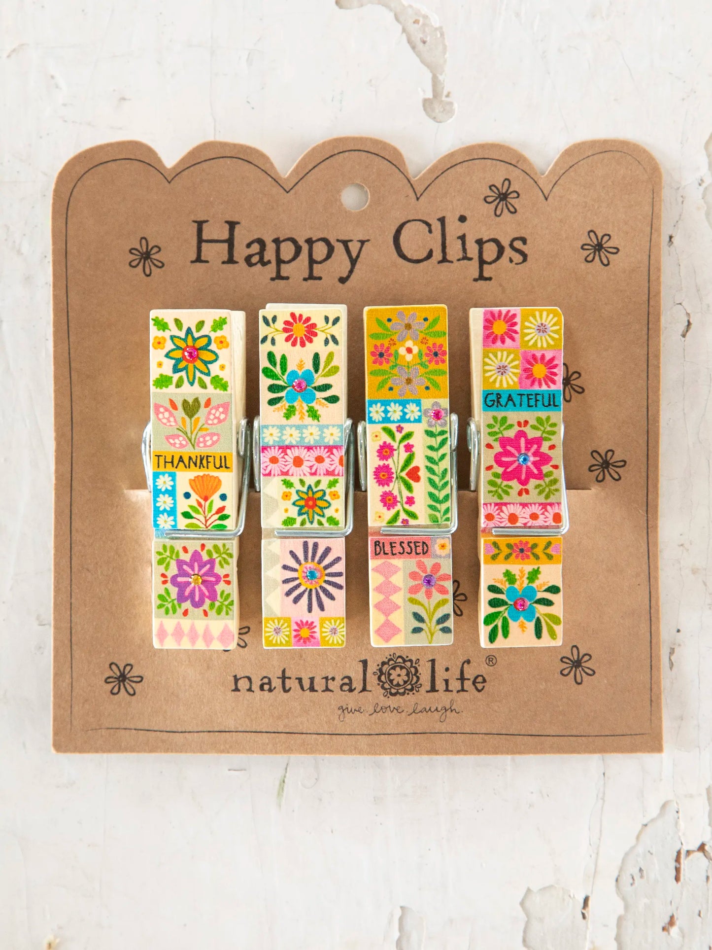 Happy Clips, Set of 4 - Thankful Grateful Blessed