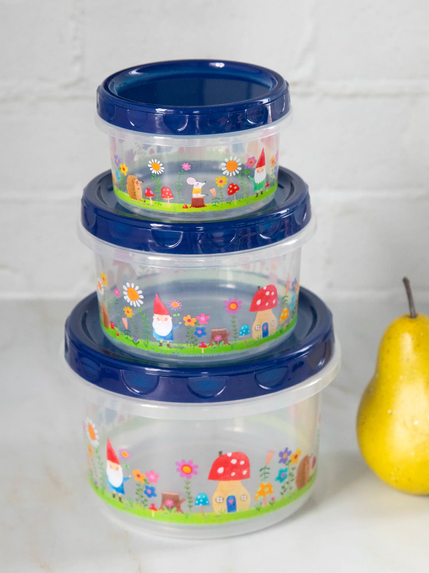 Storage Containers, Set of 3 - Gnome