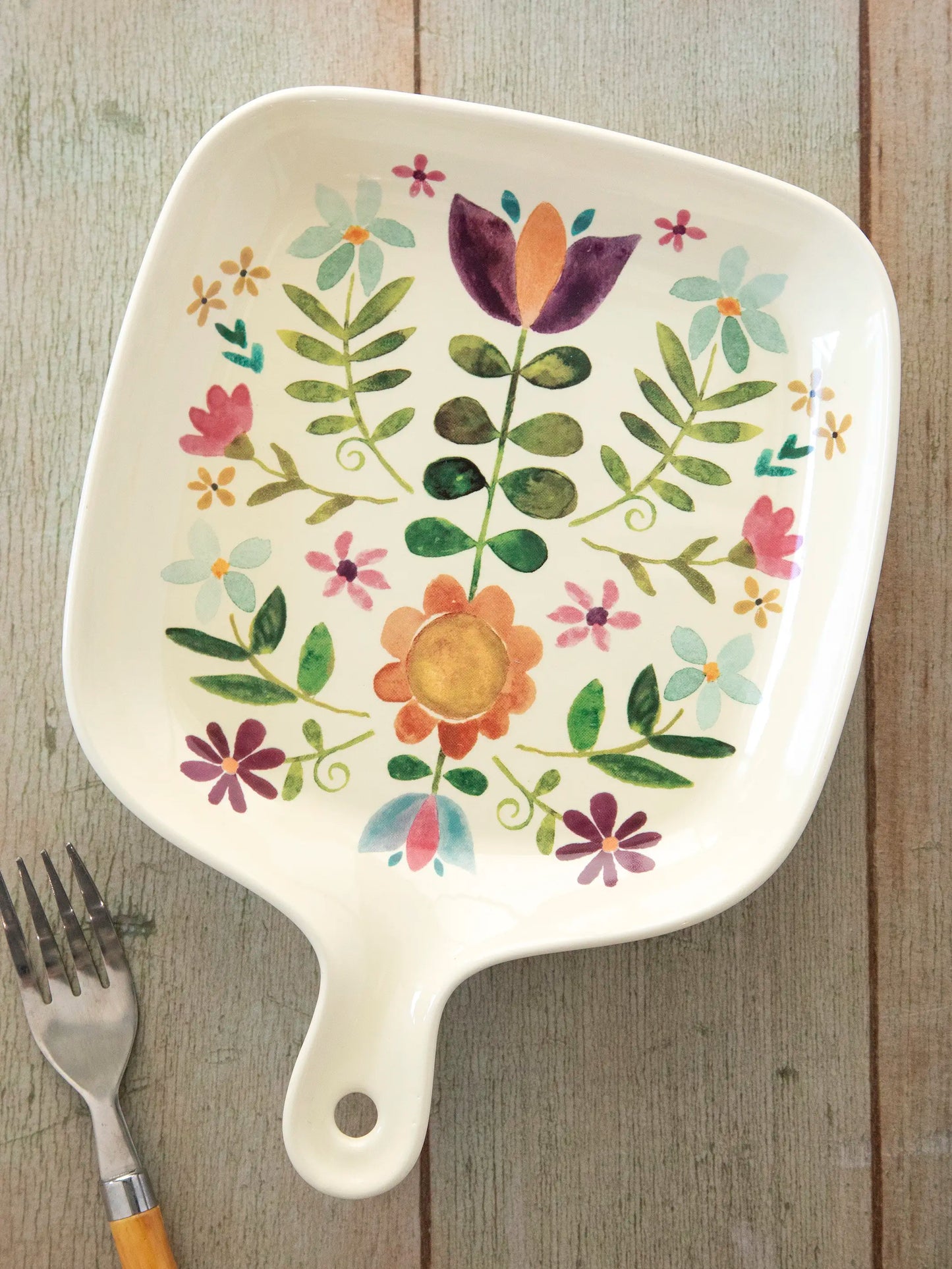 Oven To Table Plate - Folk Flower