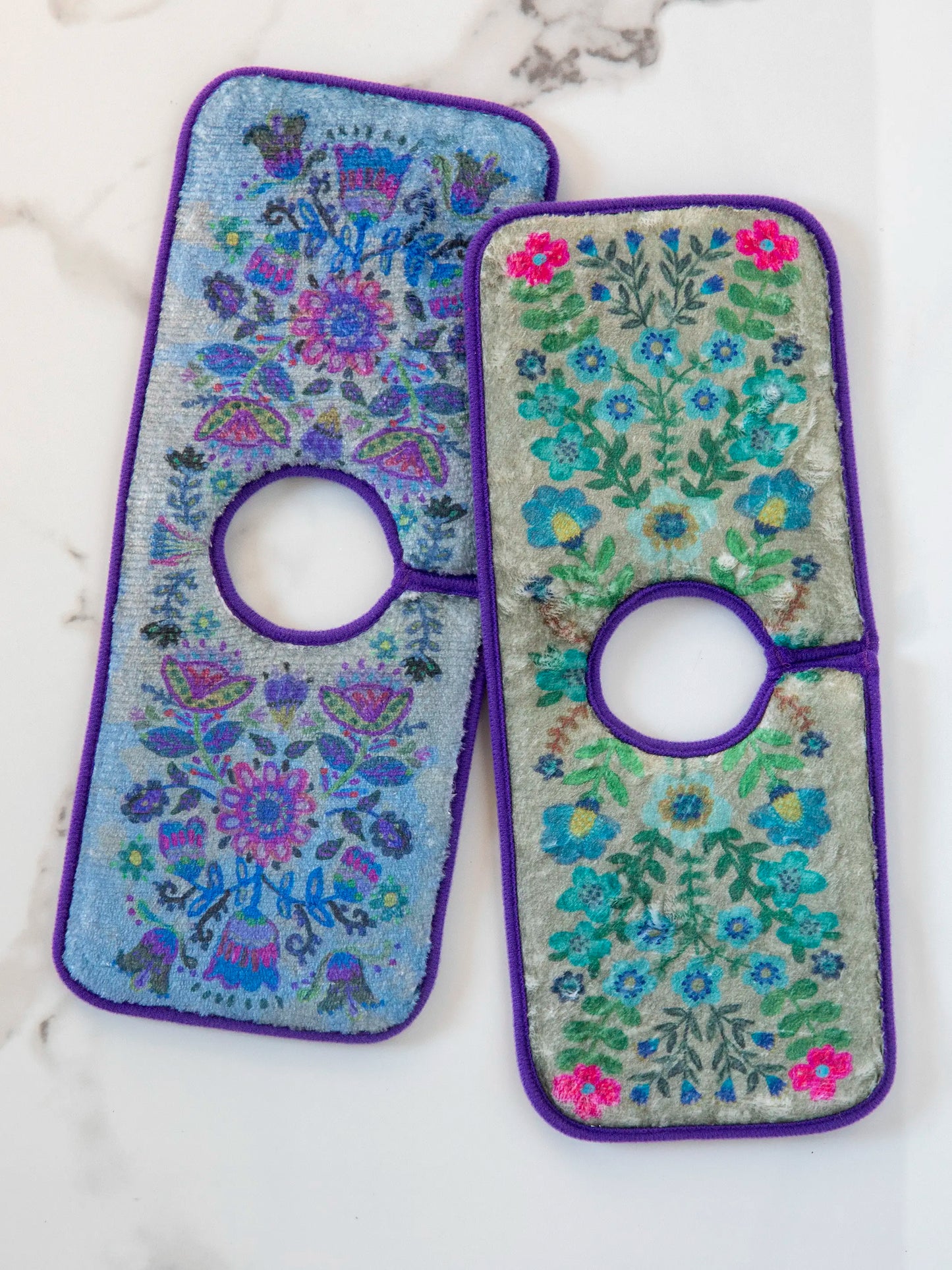 Reversible Faucet Sink Mat - Turquoise Floral
