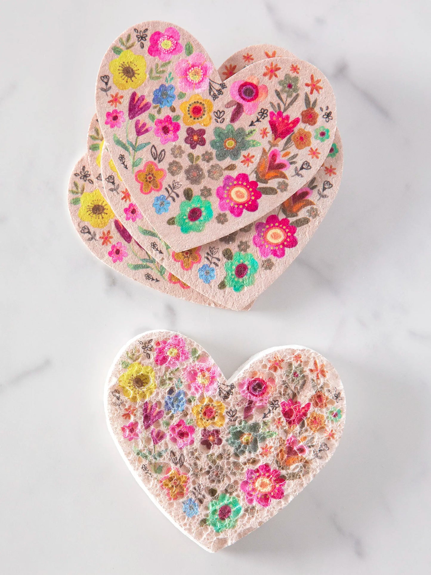 Puff Up Sponges, Set of 5 - Heart