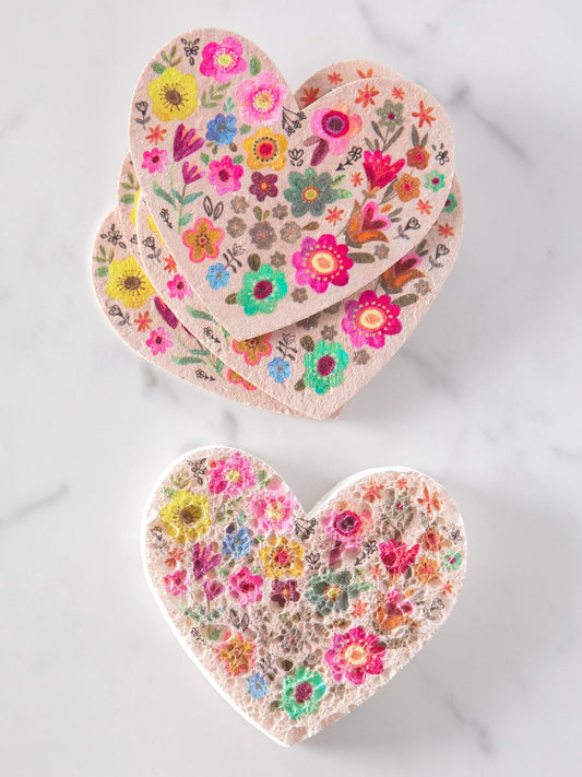 Puff Up Sponges, Set of 5 - Heart
