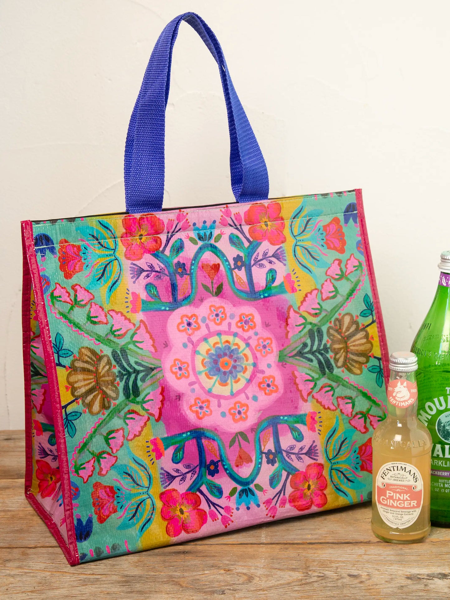 Insulated Cooler Tote - Neon Pink Floral