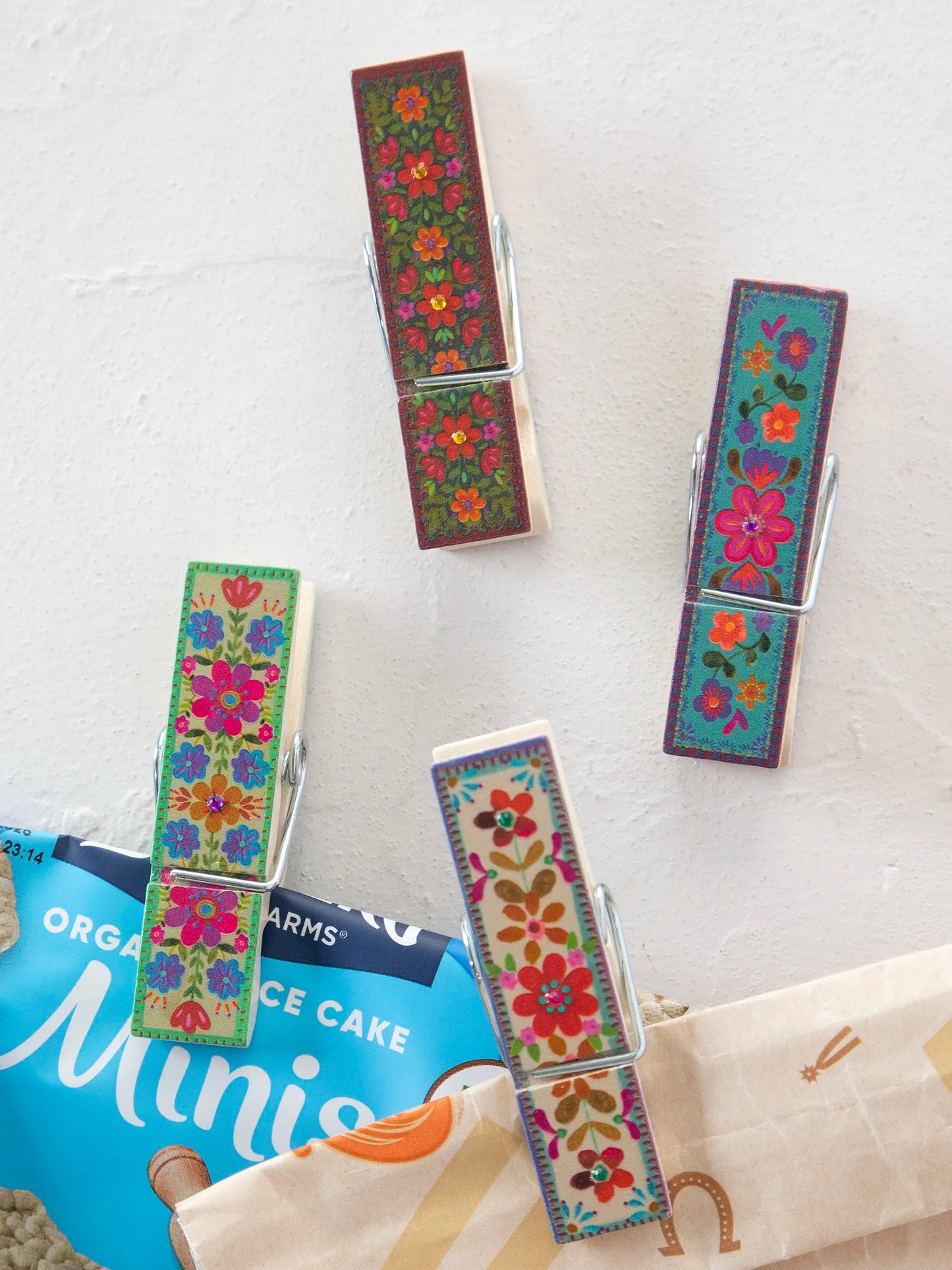 Happy Clips, Set of 4 - Multicolored Floral