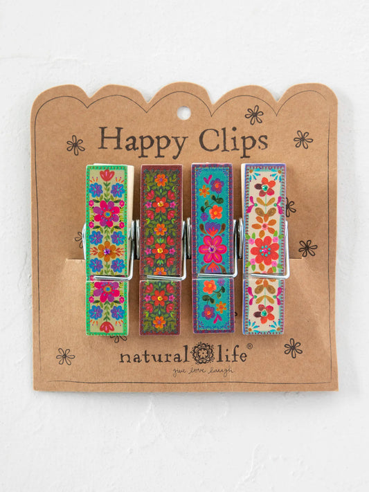 Happy Clips, Set of 4 - Multicolored Floral
