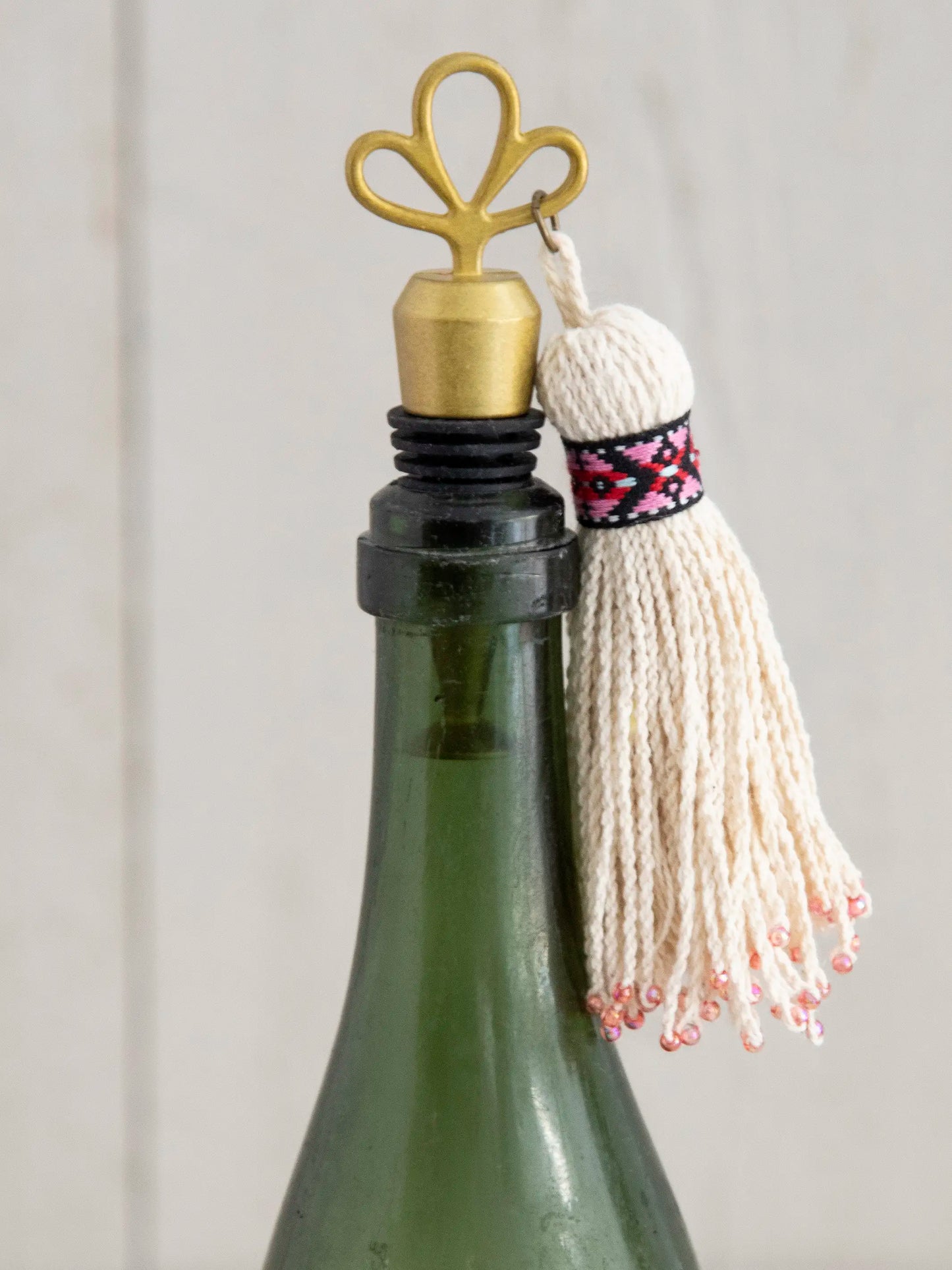 Tassel Bottle Stopper - Cream