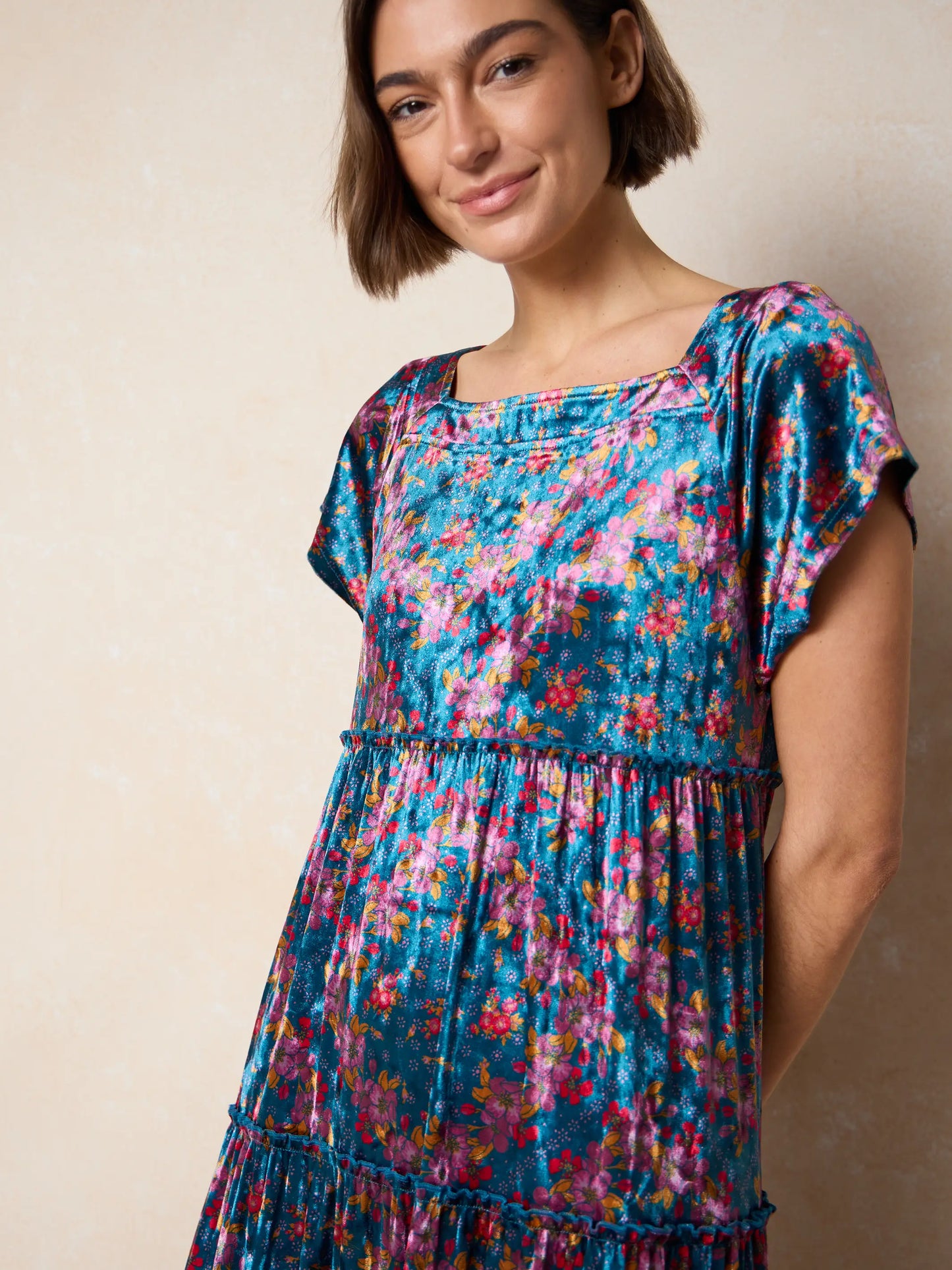 Berkley Velvet Maxi Dress - Bandana Floral Teal