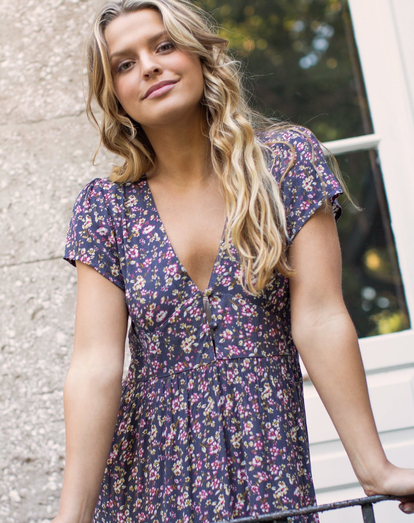 Evangeline Maxi Dress - Grey Pink Floral